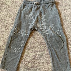 Zara baby boy gray harem cotton pants 2/3T